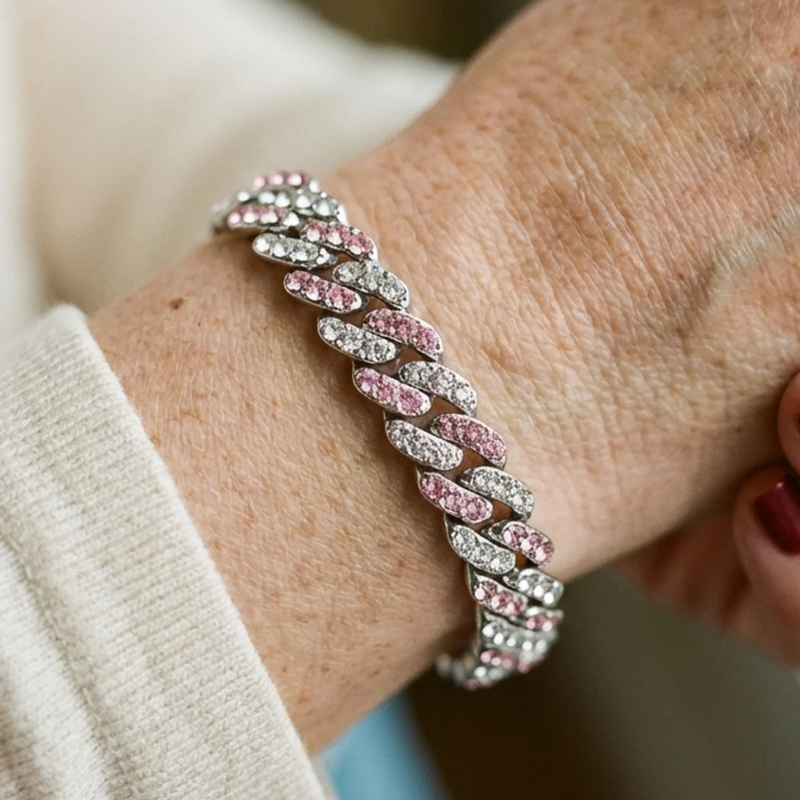 Arctic Blush Bracciale Cubano