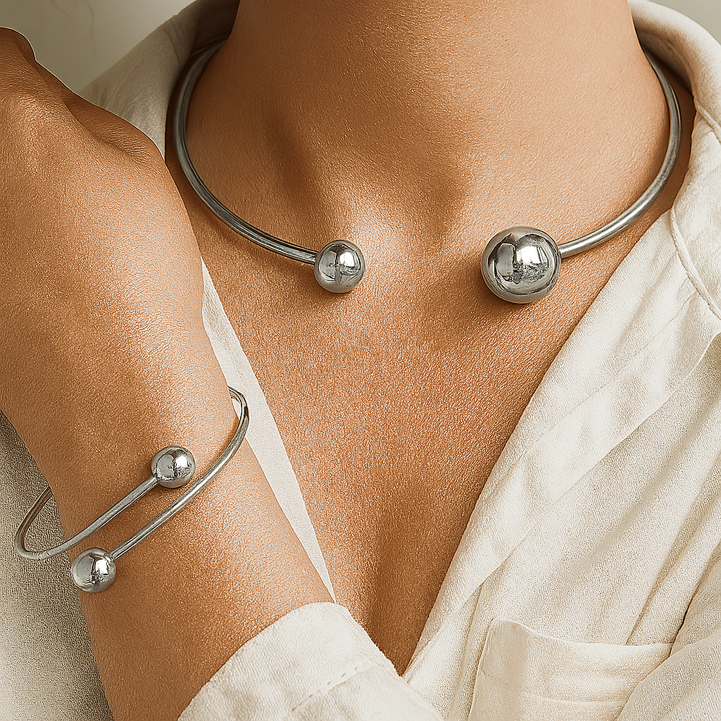 Parure Minimalista Girocollo e Bracciale Glow Oro giallo