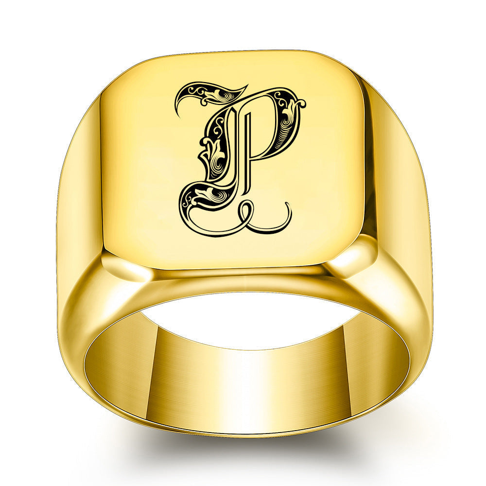 Noble Anello Classico con Iniziale Oro Giallo