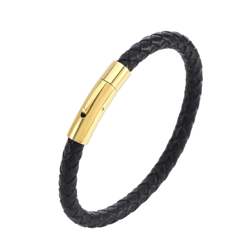 Valor Bracciale Pelle Intrecciata Oro Giallo