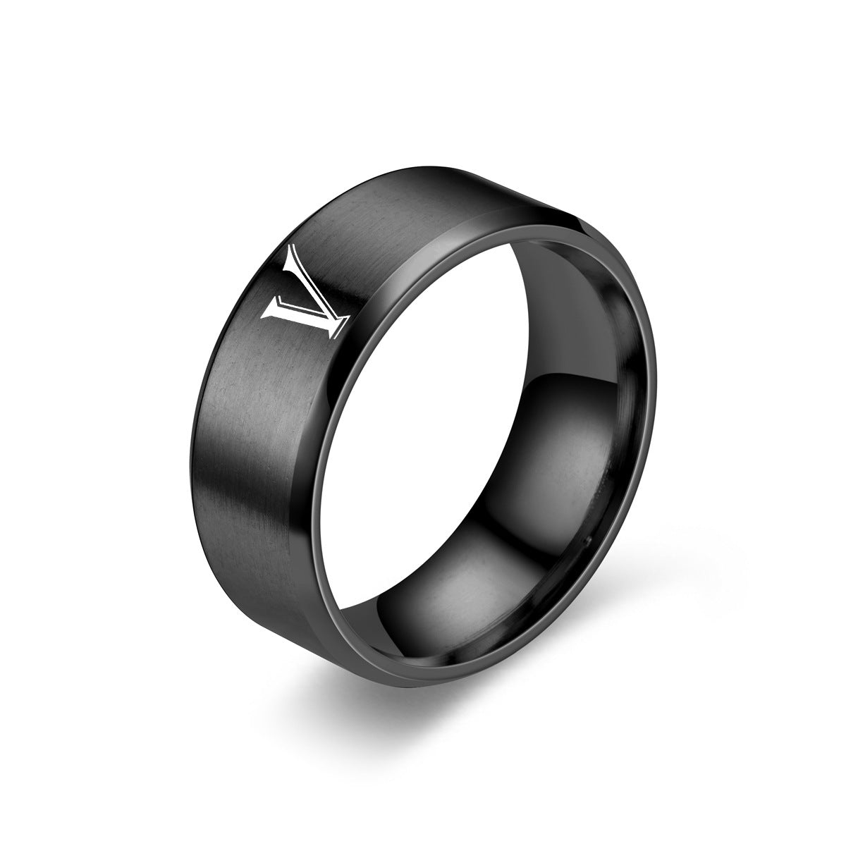 Obsidian Anello con Iniziale Nero