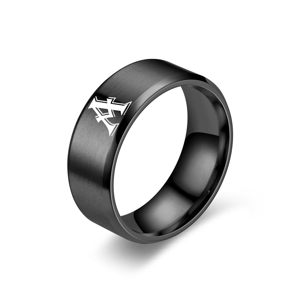 Obsidian Anello con Iniziale Nero