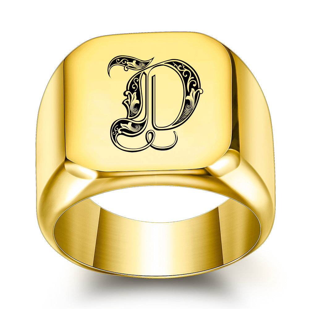 Noble Anello Classico con Iniziale Oro Giallo