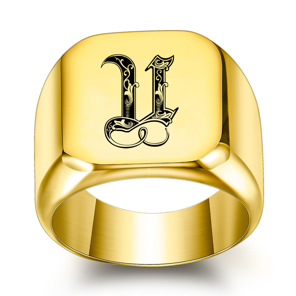 Noble Anello Classico con Iniziale Oro Giallo