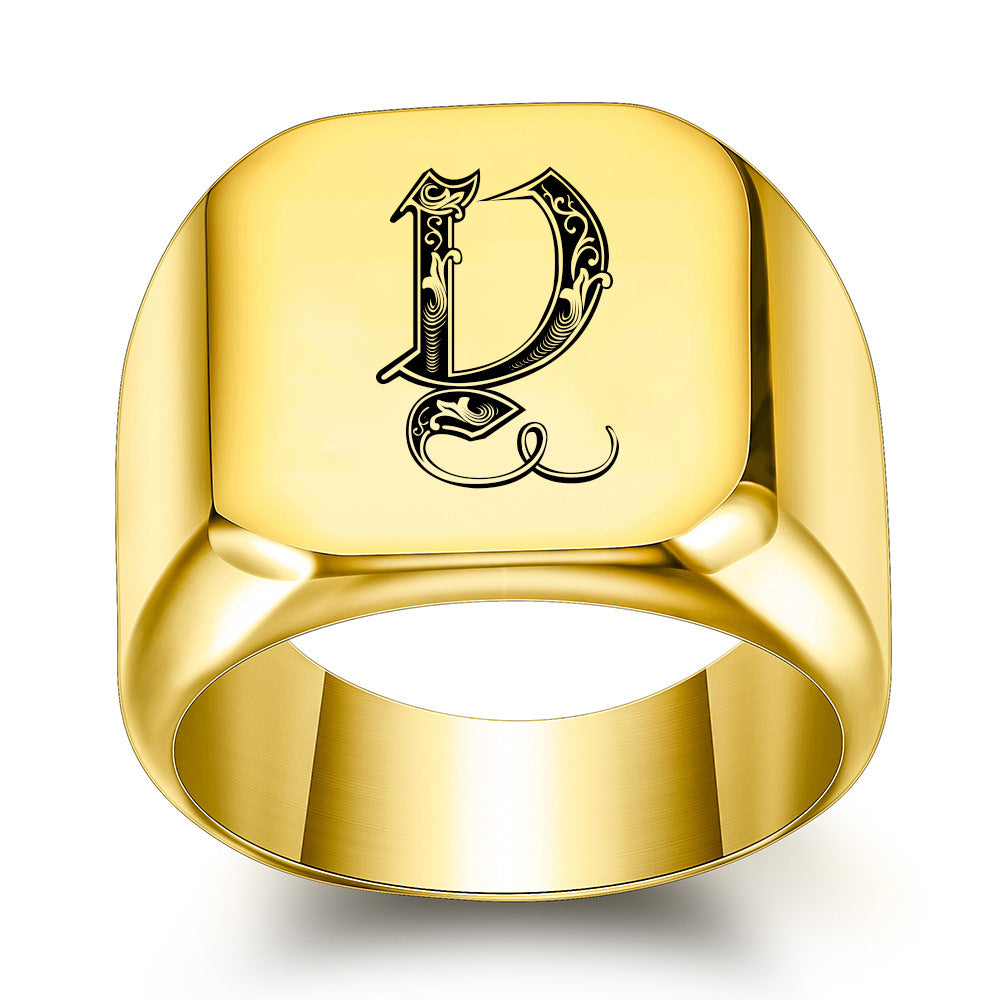 Noble Anello Classico con Iniziale Oro Giallo
