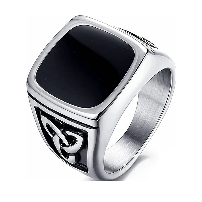 Anello Chevalier Onice Nero Oro Bianco