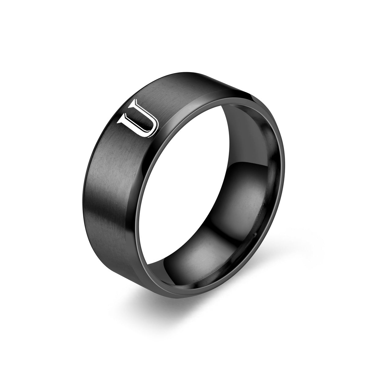 Obsidian Anello con Iniziale Nero