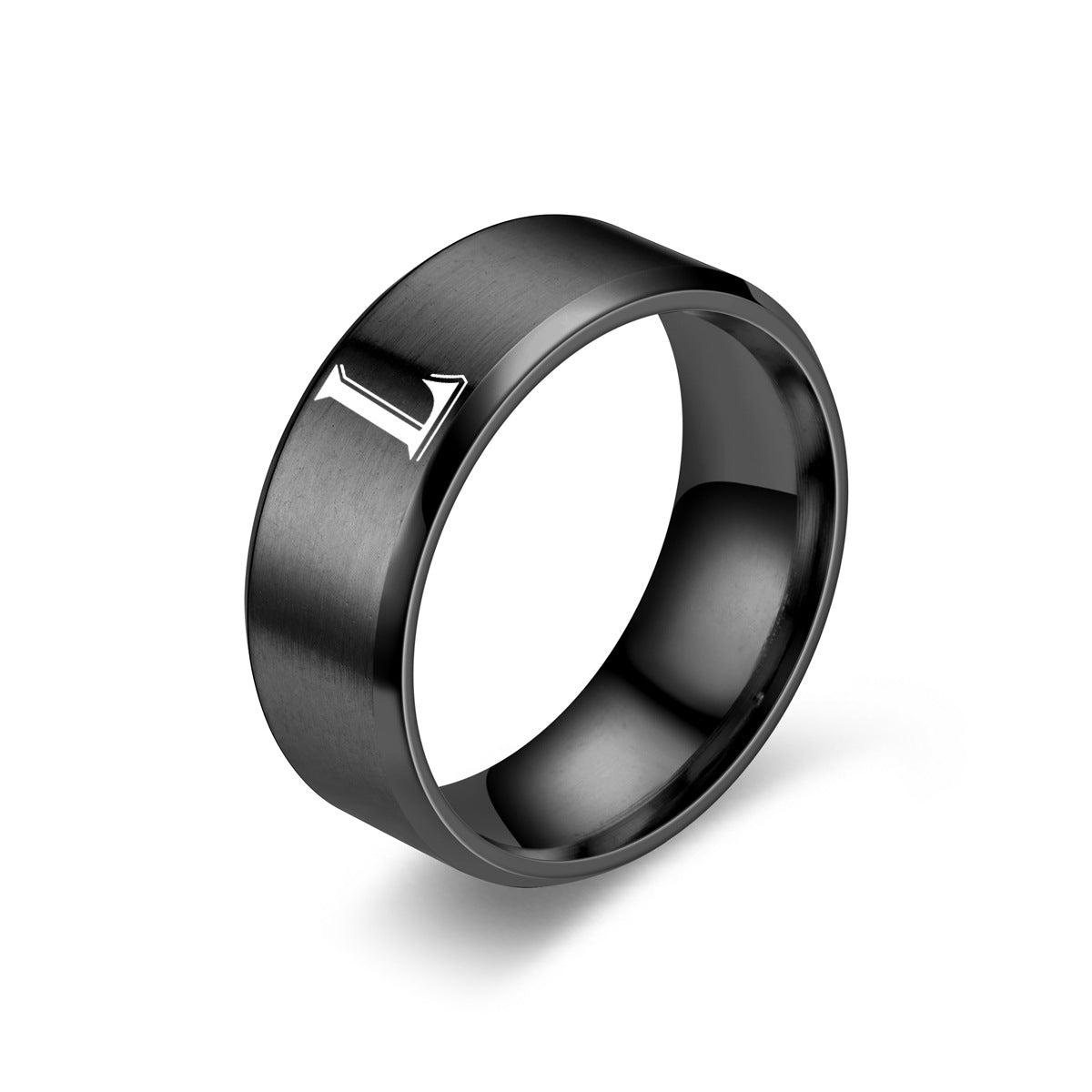 Obsidian Anello con Iniziale Nero
