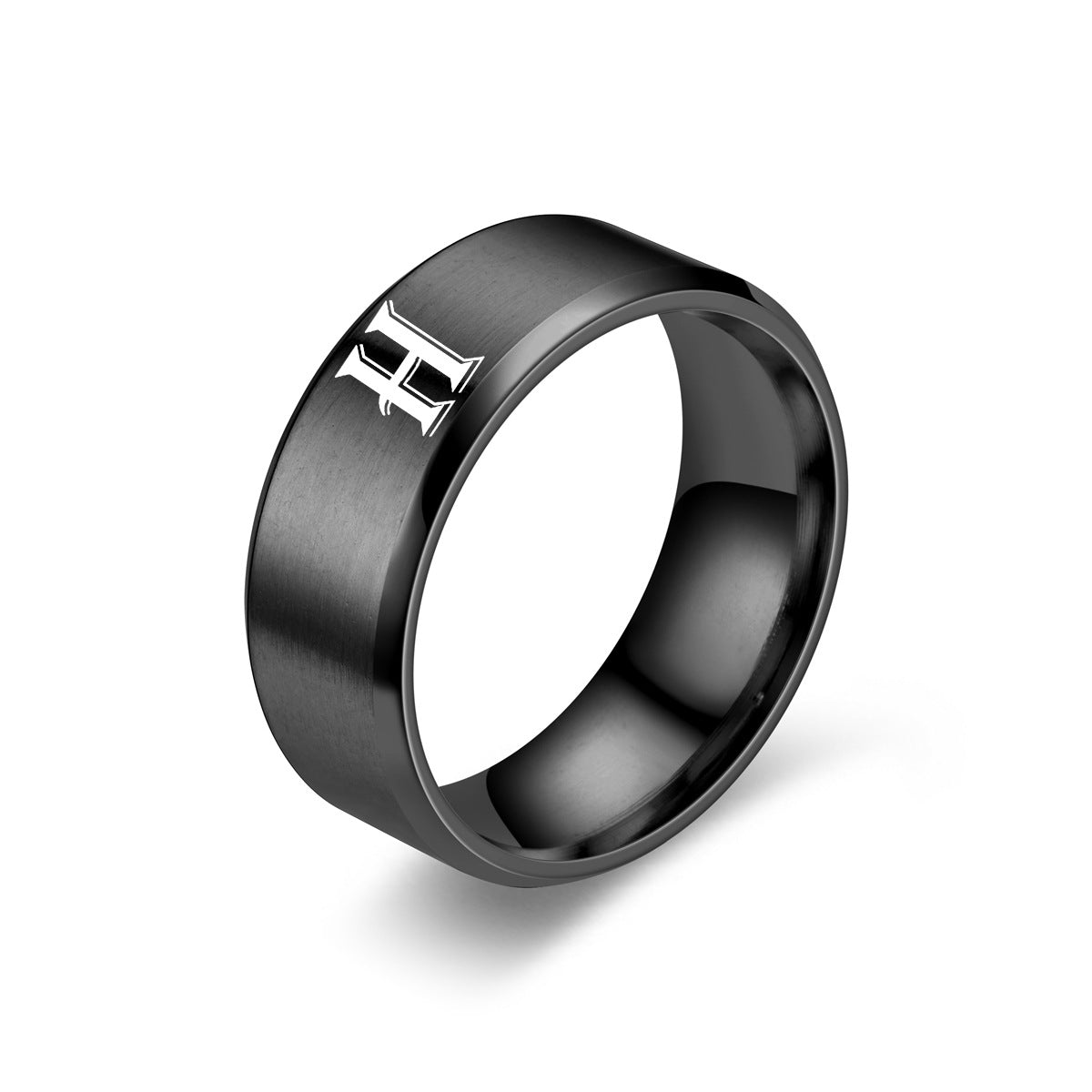 Obsidian Anello con Iniziale Nero