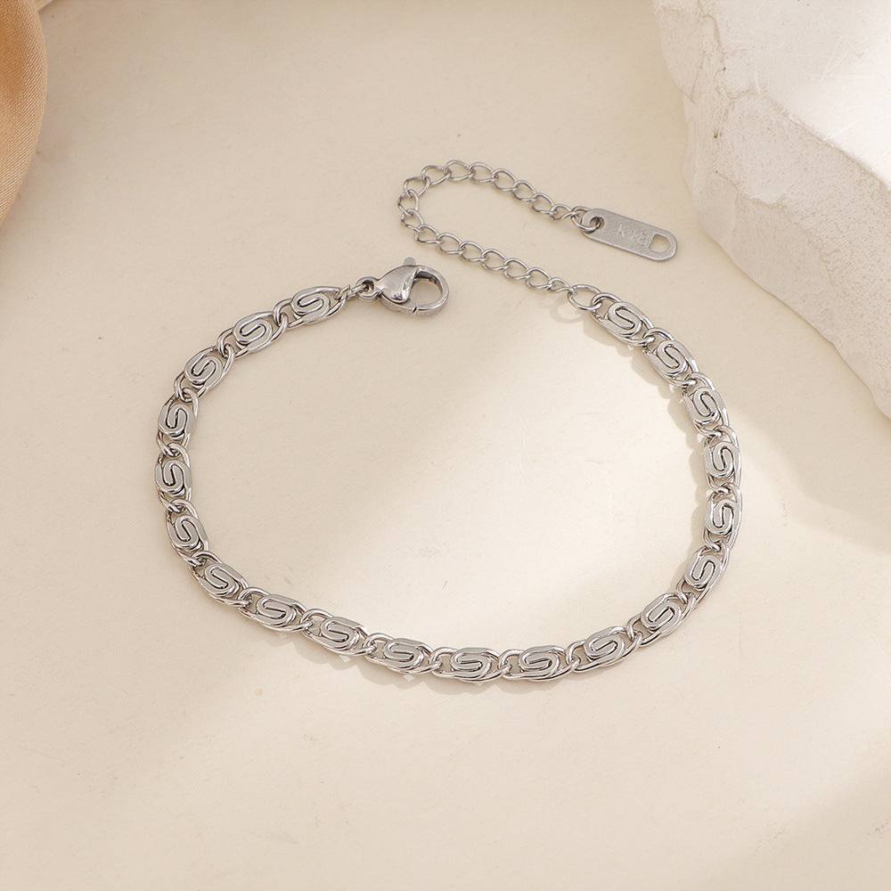 Nusa Bracciale Catena Intrecciata Oro bianco