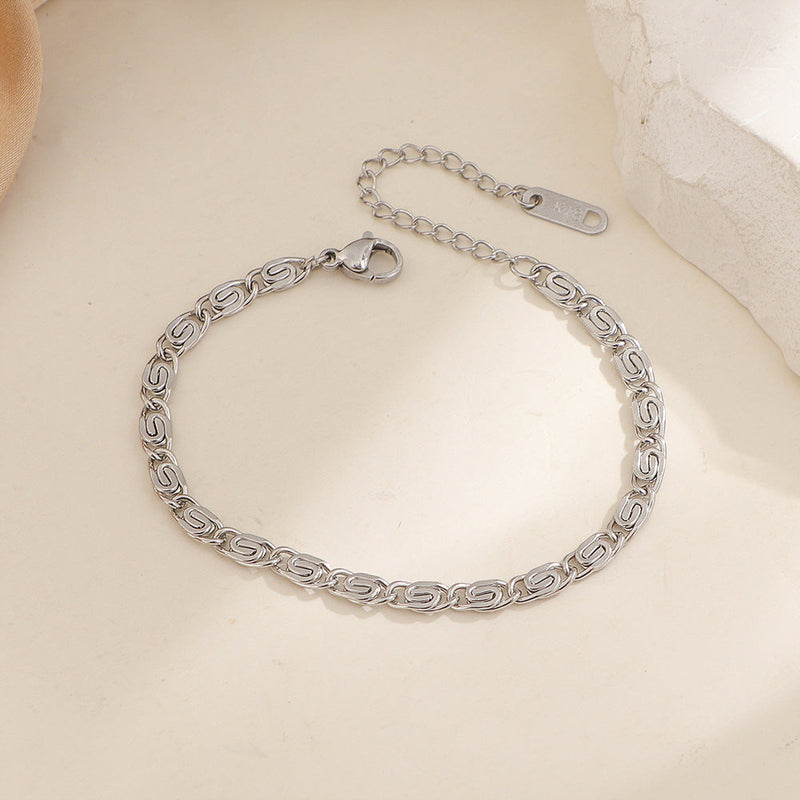 Nusa Bracciale Catena Intrecciata Oro bianco