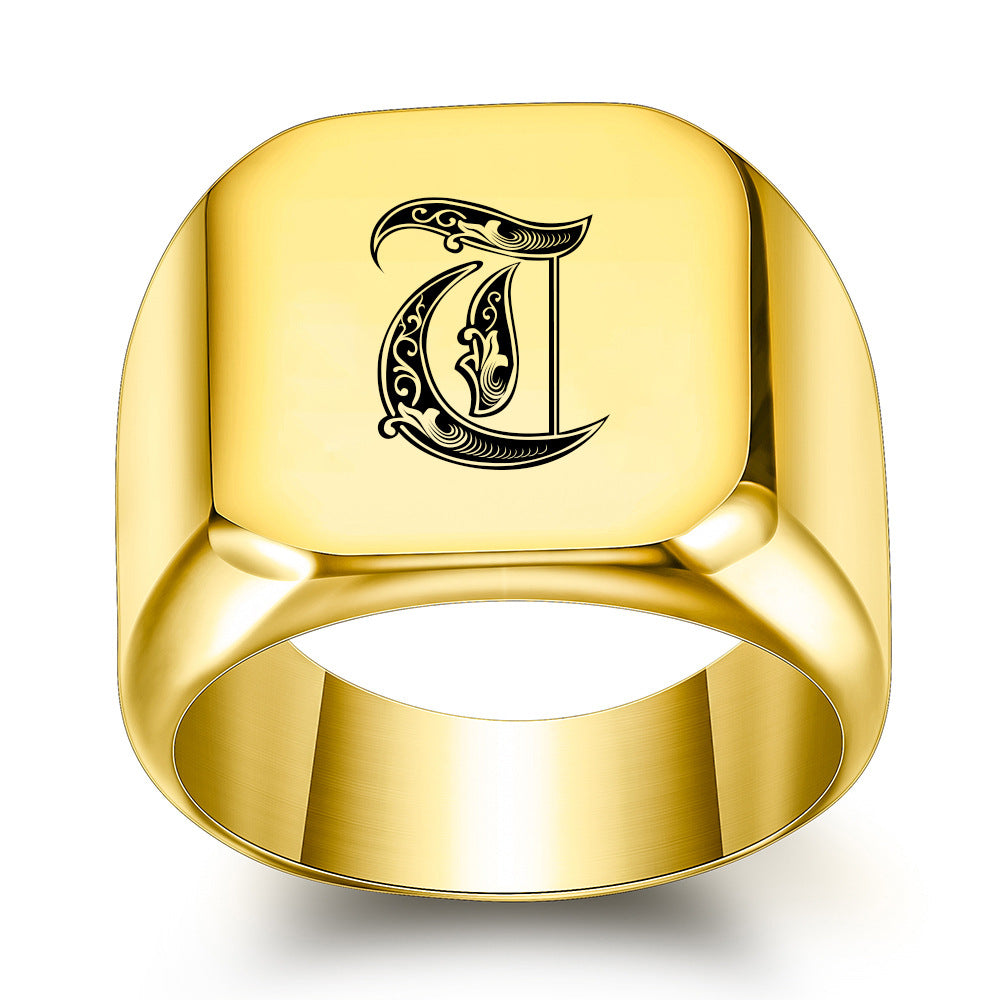 Noble Anello Classico con Iniziale Oro Giallo