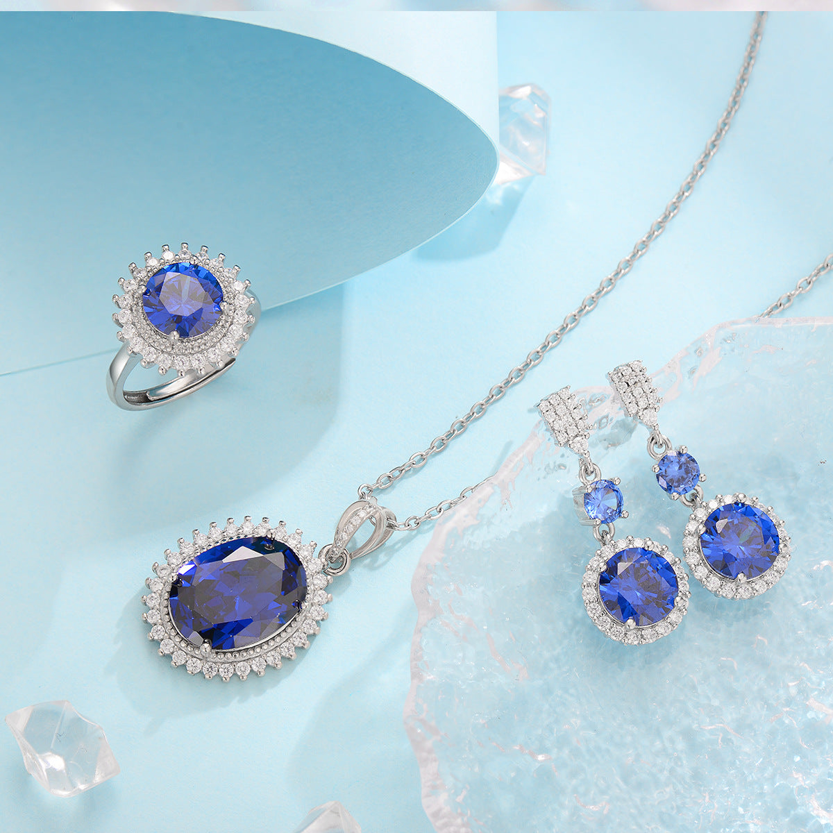 Aurielle Solwyn Parure Zaffiro blu Oro bianco