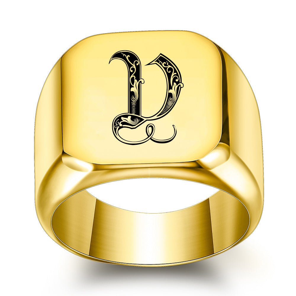 Noble Anello Classico con Iniziale Oro Giallo