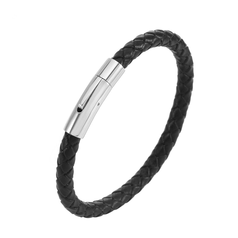 Valor Bracciale Pelle Intrecciata Oro Bianco
