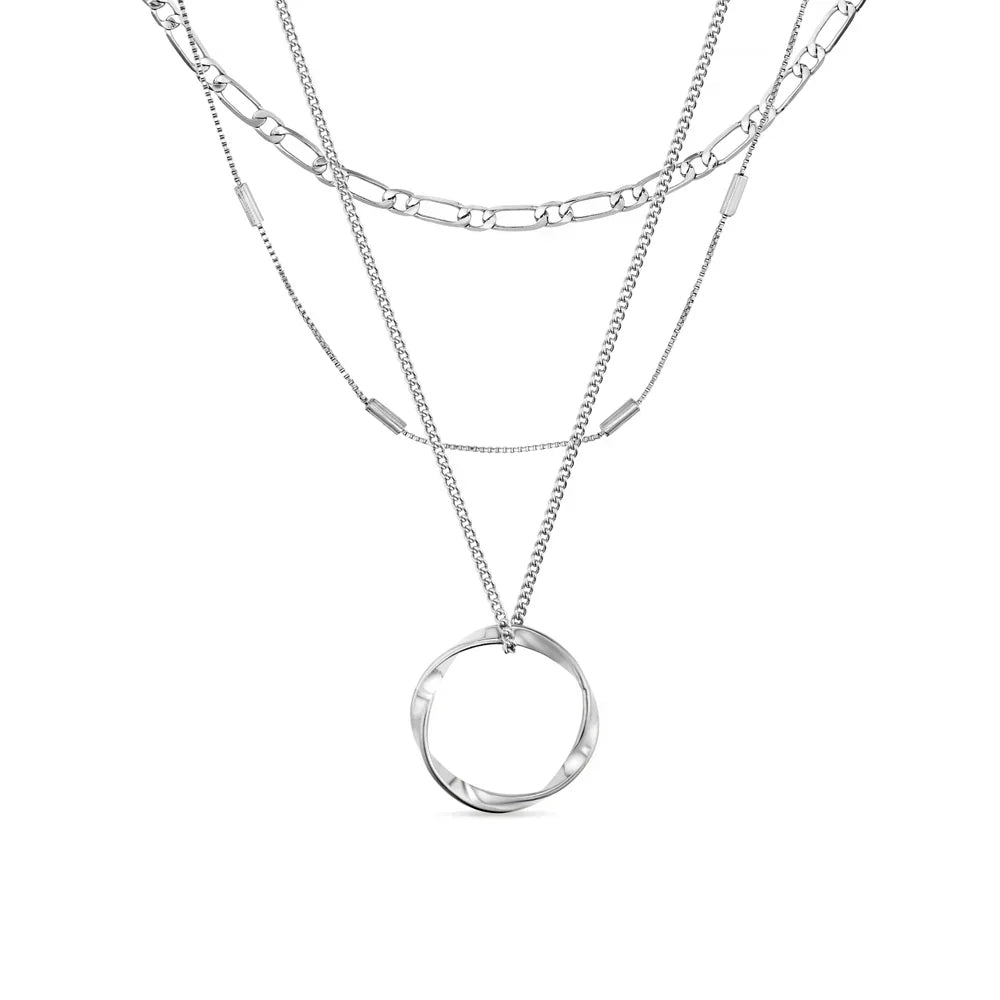 Collana Tre Fili con Cerchio Aperto