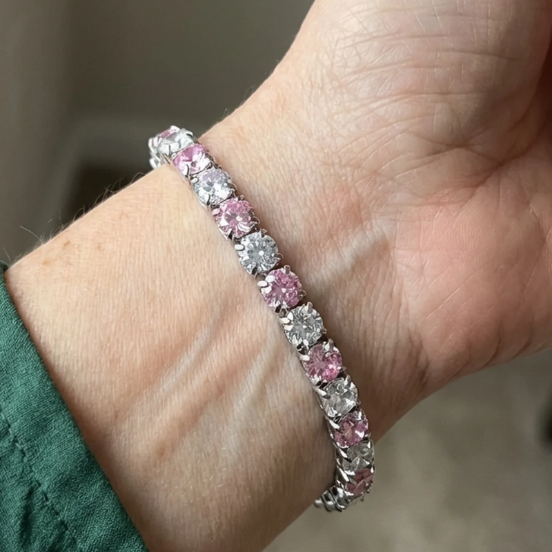 Bracciale Tennis Duo Zaffiro Rosa