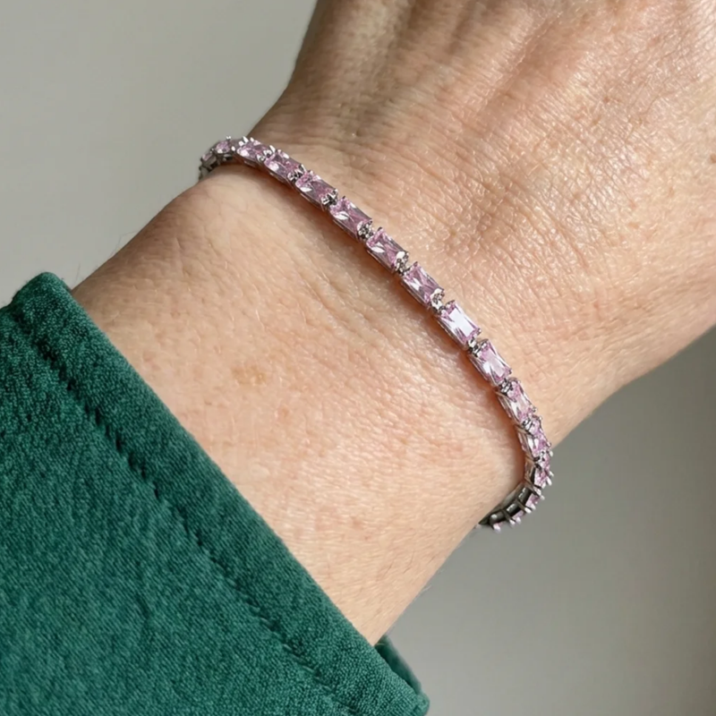 Bracciale Tennis Prisma Zaffiro Rosa