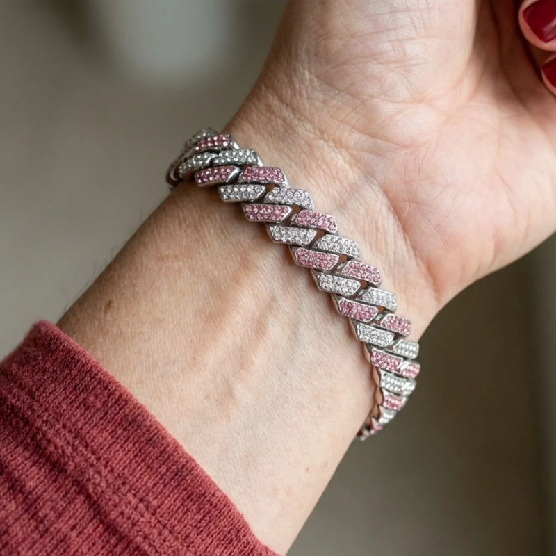 Pink Shimmer Bracciale Cubano