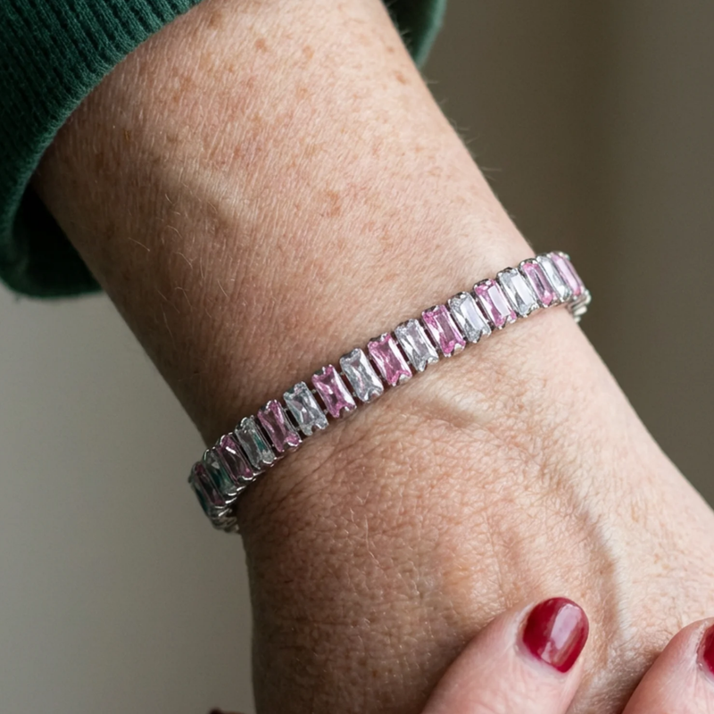 Pink Stripe Bracciale Tennis