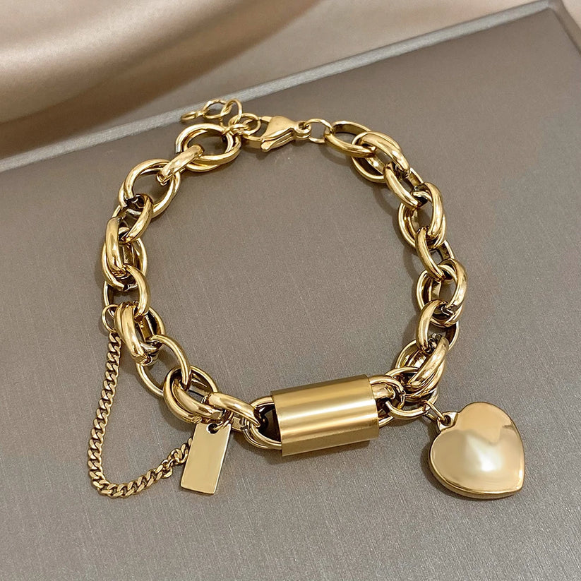 Bracciale Spesso Cuore Oro giallo
