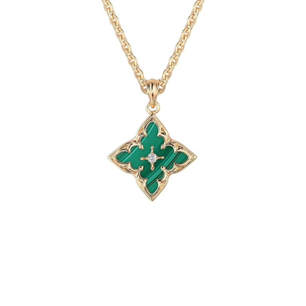 Collana con Pendente Quadrifoglio Smeraldo