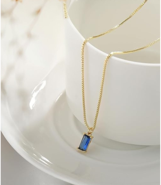 Collana con Pendente Zaffiro Minimalista